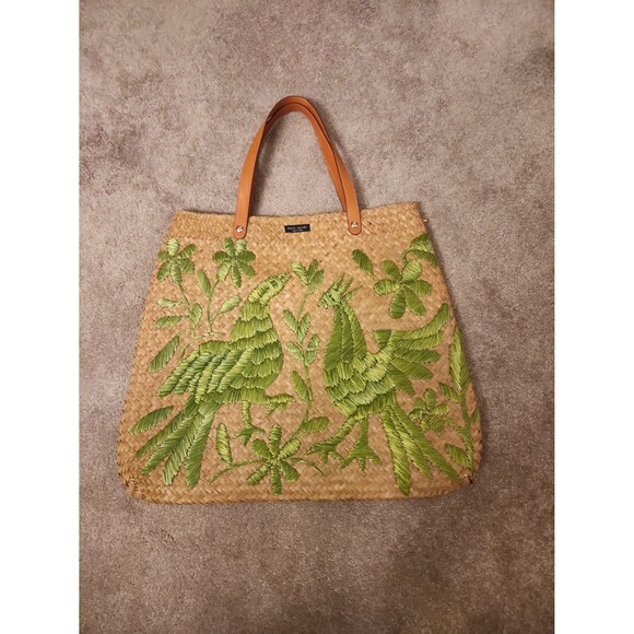 Kate Spade Oaxaca Reyna Bird Tote Tan & Green - Picture 1 of 9